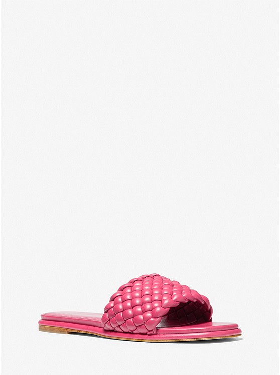 Michael Kors Amelia Braided Badelatschen Damen Rot | Österreich-3184987