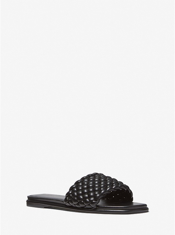 Michael Kors Amelia Braided Badelatschen Damen Schwarz | Österreich-3495187