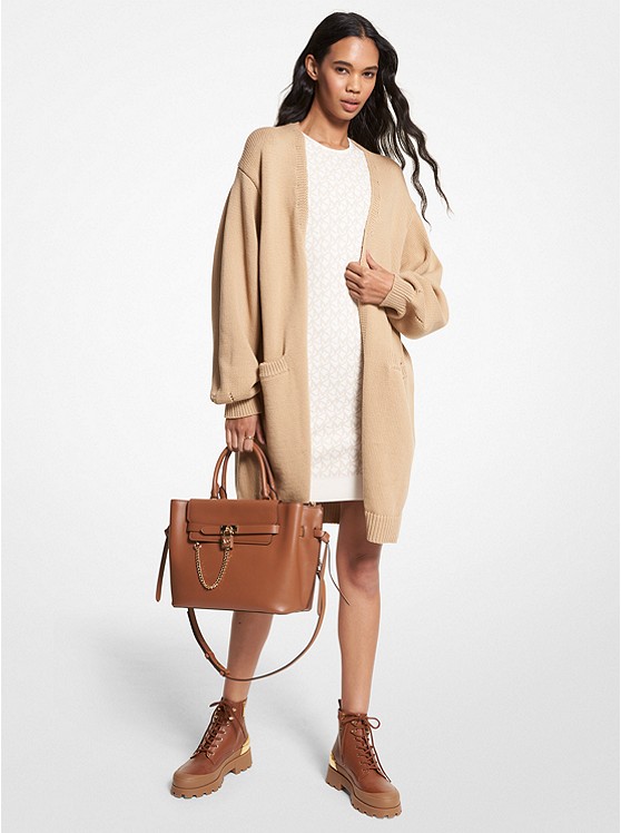 Michael Kors Baumwoll Strickjacke Damen Khaki | Österreich-7358897