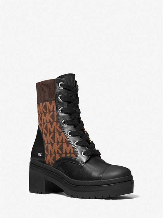 Michael Kors Brea Kampfstiefel Damen Schwarz Braun | Österreich-9787013