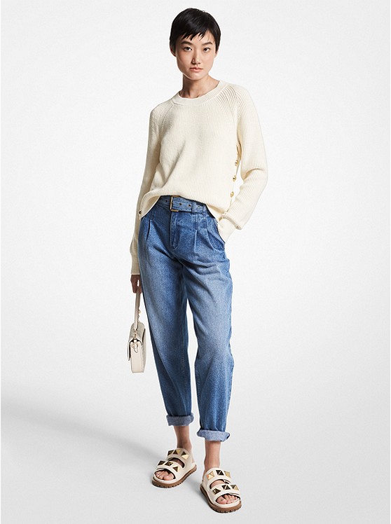 Michael Kors Button Pullover Damen Weiß | Österreich-7518843