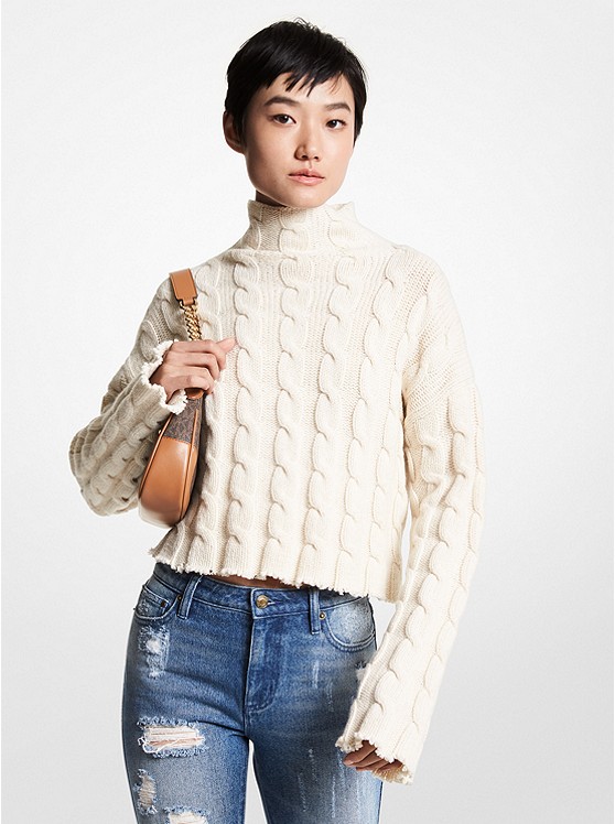 Michael Kors Cable Pullover Damen Weiß | Österreich-8530487