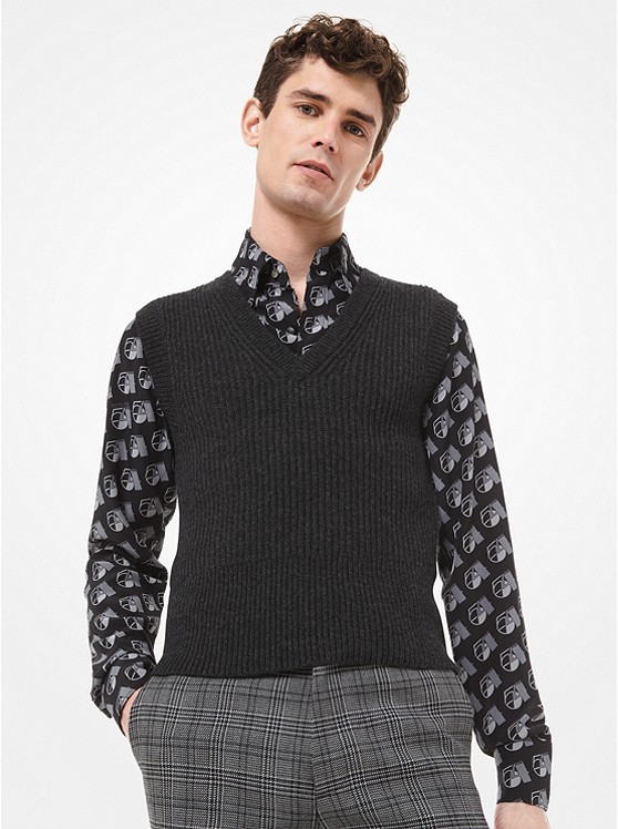 Michael Kors Cashmere Weste Herren Tiefesgrau | Österreich-8370475