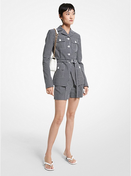 Michael Kors Check Jacke Damen Grau Weiß | Österreich-7308879