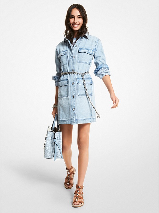 Michael Kors Denim Kleider Damen Blau Waschen | Österreich-8773018