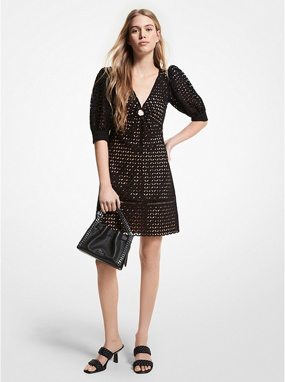 Michael Kors Eyelet Kleider Damen Schwarz | Österreich-7798840
