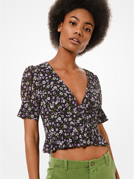 Michael Kors Floral Bluse Damen Lila | Österreich-7878159