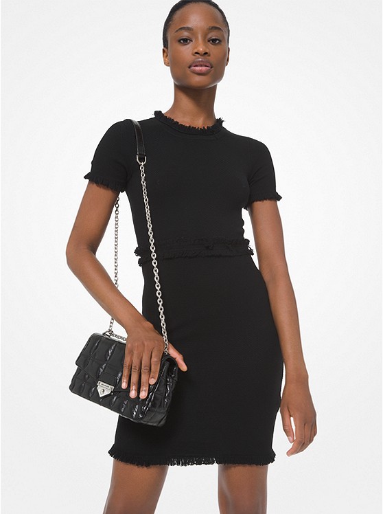 Michael Kors Fringed Kleider Damen Schwarz | Österreich-8839045