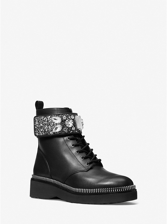 Michael Kors Haskell Kampfstiefel Damen Schwarz | Österreich-4785170