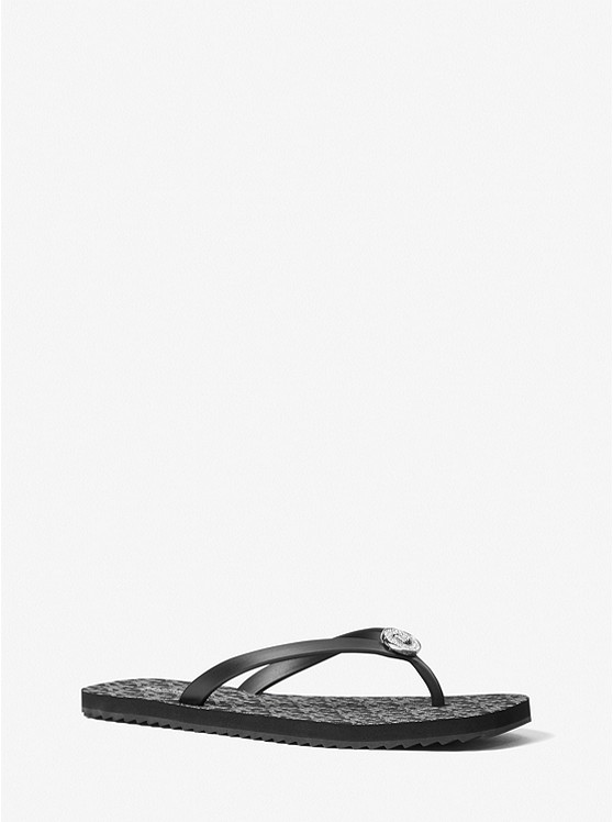 Michael Kors Jinx Flip Flops Damen Schwarz Silber | Österreich-7308951