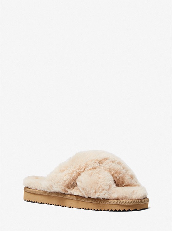 Michael Kors Lala Badelatschen Damen Beige | Österreich-0987178