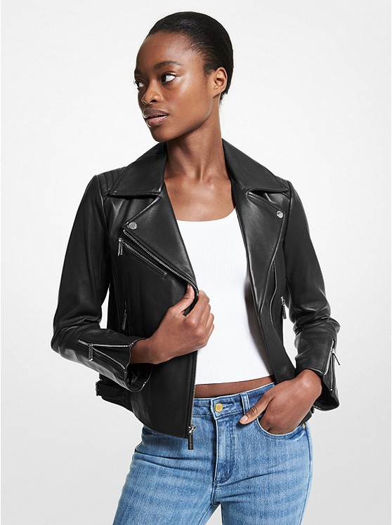 Michael Kors Leder Jacke Damen Navy | Österreich-4778135