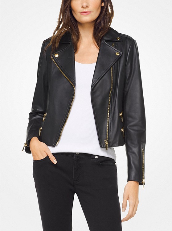 Michael Kors Leder Jacke Damen Schwarz | Österreich-5498183