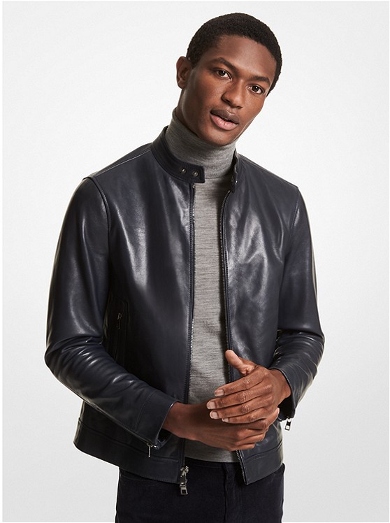 Michael Kors Leder Jacke Herren Navy | Österreich-3175047