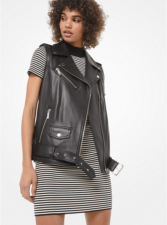 Michael Kors Leder Weste Damen Schwarz | Österreich-7874315