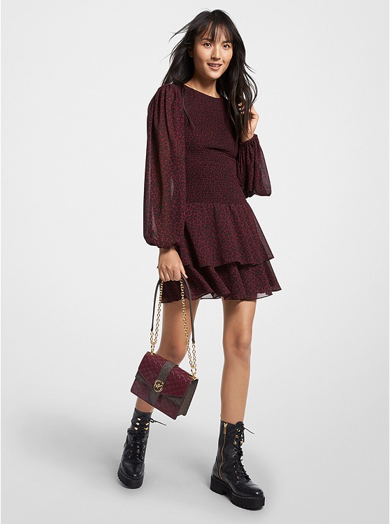 Michael Kors Leopard Kleider Damen Bordeaux | Österreich-9573741