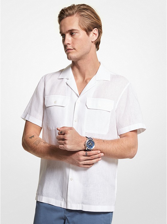 Michael Kors Linen Hemd Herren Weiß | Österreich-4591038