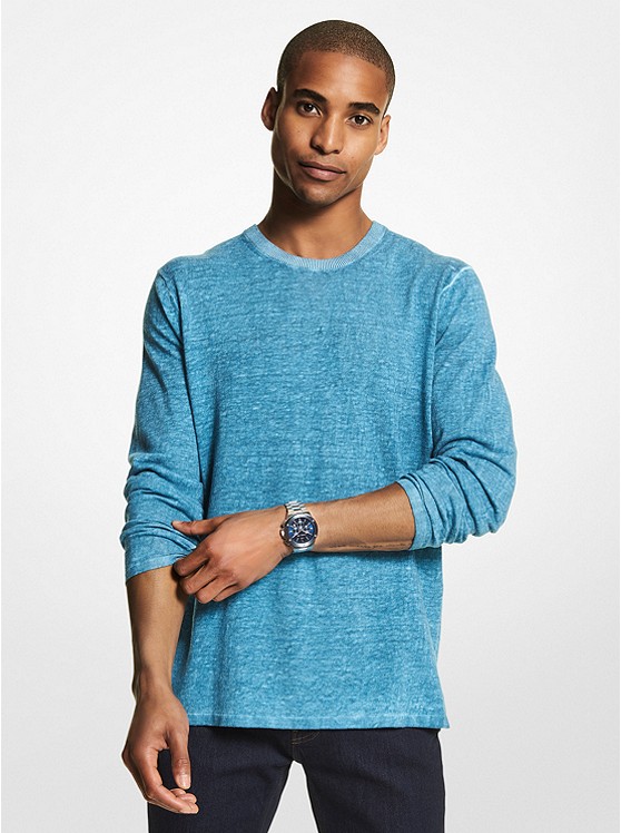 Michael Kors Linen Pullover Herren Türkis | Österreich-1894775