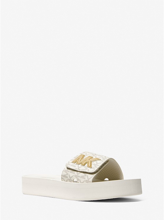 Michael Kors Logo Badelatschen Damen Beige | Österreich-7793408