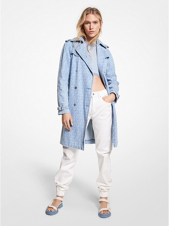 Michael Kors Logo Mäntel Damen Blau Waschen | Österreich-5783810
