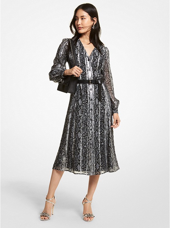 Michael Kors Metallic Kleider Damen Schwarz | Österreich-5437098