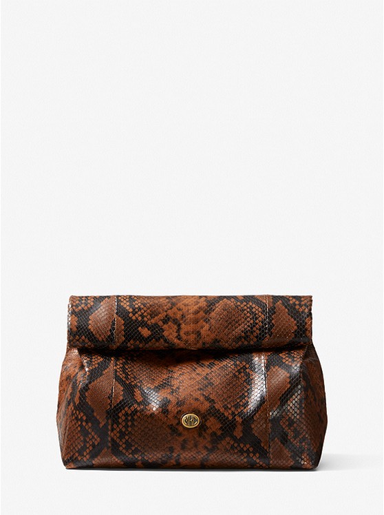Michael Kors Monogramme Clutch Tasche Damen Braun | Österreich-0983571