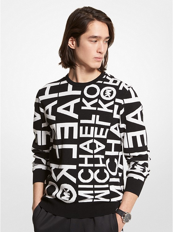 Michael Kors Newsprint Pullover Herren Schwarz | Österreich-1589034