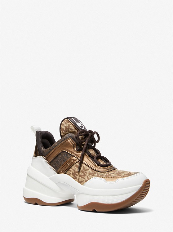 Michael Kors Olympia Sportschuhe Damen Beige Braun | Österreich-3781870