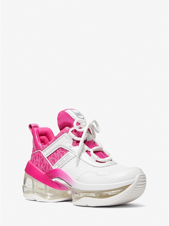 Michael Kors Olympia Sportschuhe Damen Weiß Fuchsie | Österreich-1837758