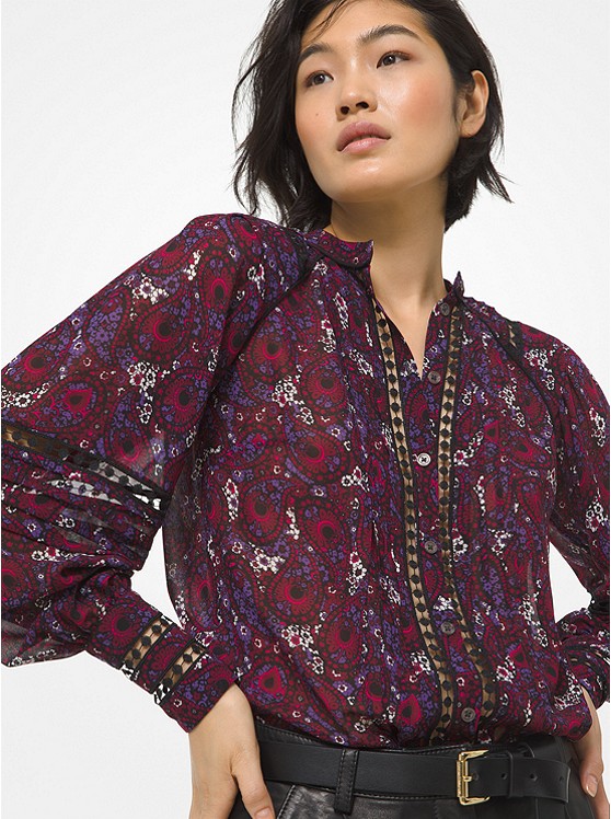 Michael Kors Paisley Bluse Damen Rosa | Österreich-1758348