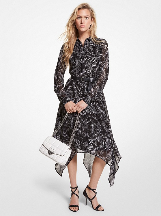 Michael Kors Palm Kleider Damen Weiß Schwarz | Österreich-1794508