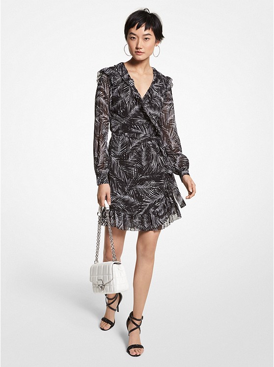 Michael Kors Palm Kleider Damen Weiß Schwarz | Österreich-8773584