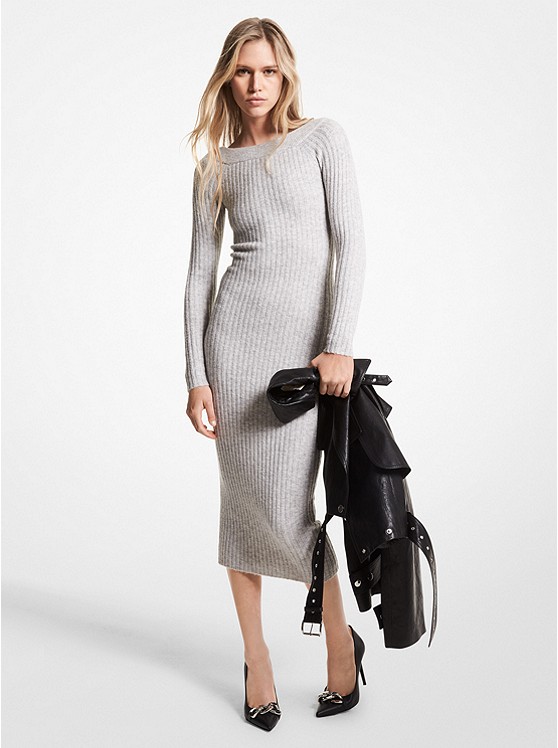 Michael Kors Ribbed Kleider Damen Beige | Österreich-9785078