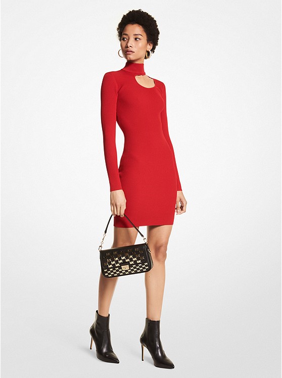 Michael Kors Ribbed Kleider Damen Rot | Österreich-7883159