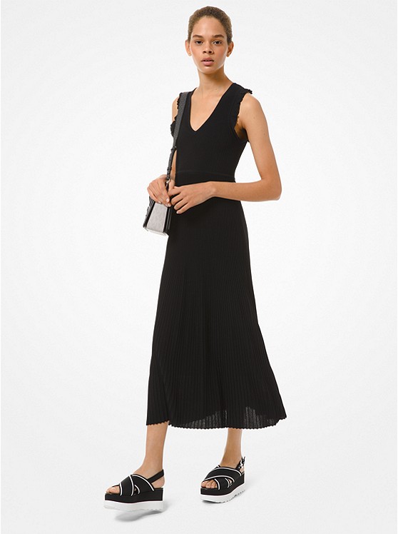 Michael Kors Ribbed Kleider Damen Schwarz | Österreich-8105773
