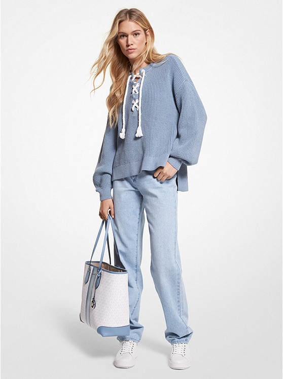 Michael Kors Ribbed Pullover Damen Hellblau | Österreich-9770883