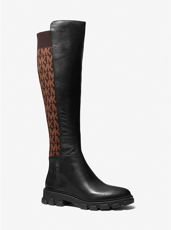 Michael Kors Ridley Kniehohe Stiefel Damen Schwarz Braun | Österreich-0819477