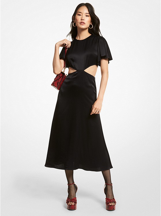 Michael Kors Satin Kleider Damen Schwarz | Österreich-3154988