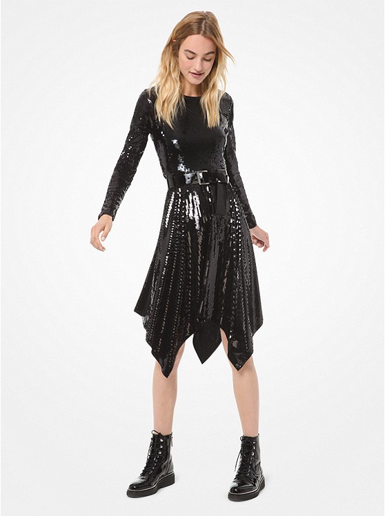 Michael Kors Sequined Kleider Damen Schwarz | Österreich-7547831