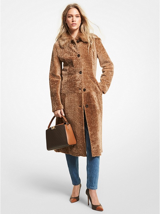 Michael Kors Shearling Mäntel Damen Braun | Österreich-0387914