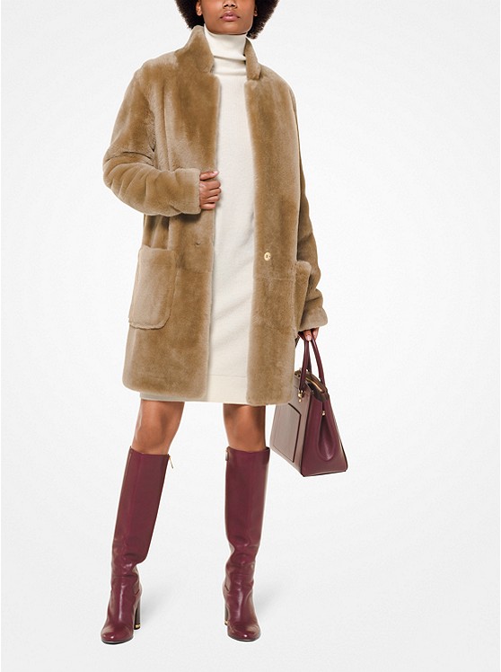 Michael Kors Shearling Mäntel Damen Dunkelbraun | Österreich-8787341