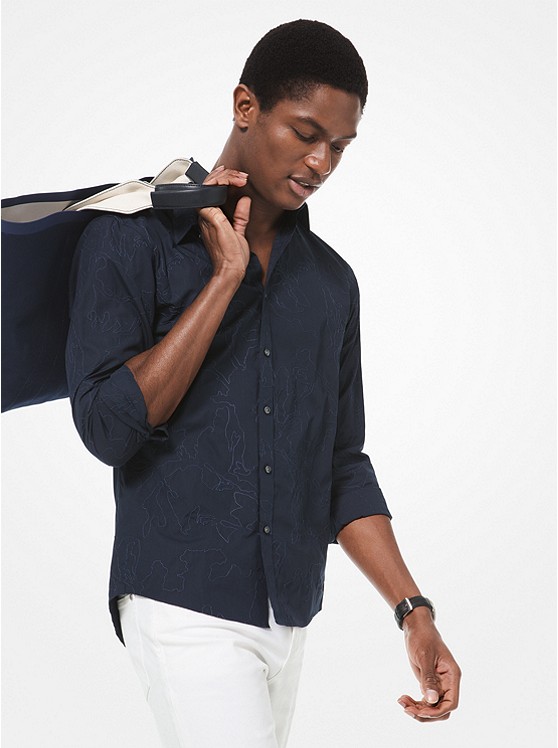 Michael Kors Slim-Fit Hemd Herren Navy | Österreich-1735788
