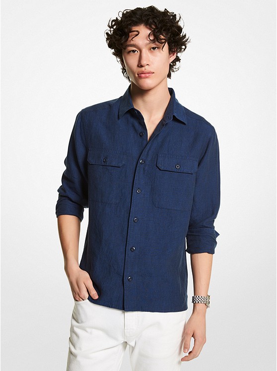 Michael Kors Slim-Fit Hemd Herren Navy | Österreich-8803779