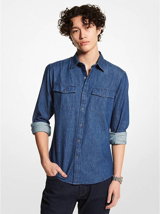 Michael Kors Stretch Hemd Herren Blau | Österreich-1794308