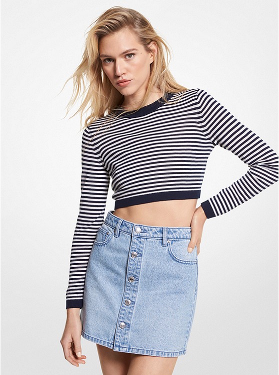 Michael Kors Striped Pullover Damen Blau | Österreich-8308174