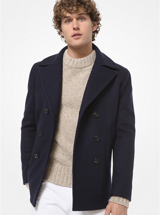 Michael Kors Wool Mäntel Herren Navy | Österreich-9701838