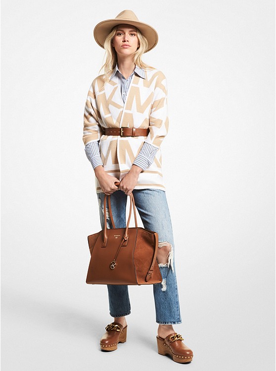 Michael Kors Wool Pullover Damen Khaki Weiß | Österreich-1745837